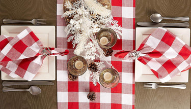 Wicklow Check Backed Table Runner - Red & Cream Park Designs - The Fox Decor